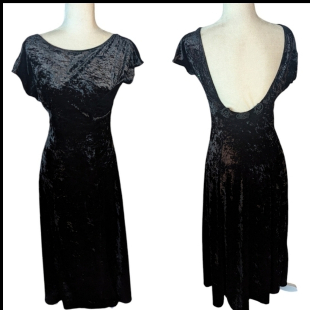 Crushed velvet backless witchy goth 90s Y2k All That Jazz Grunge midi dress sz S